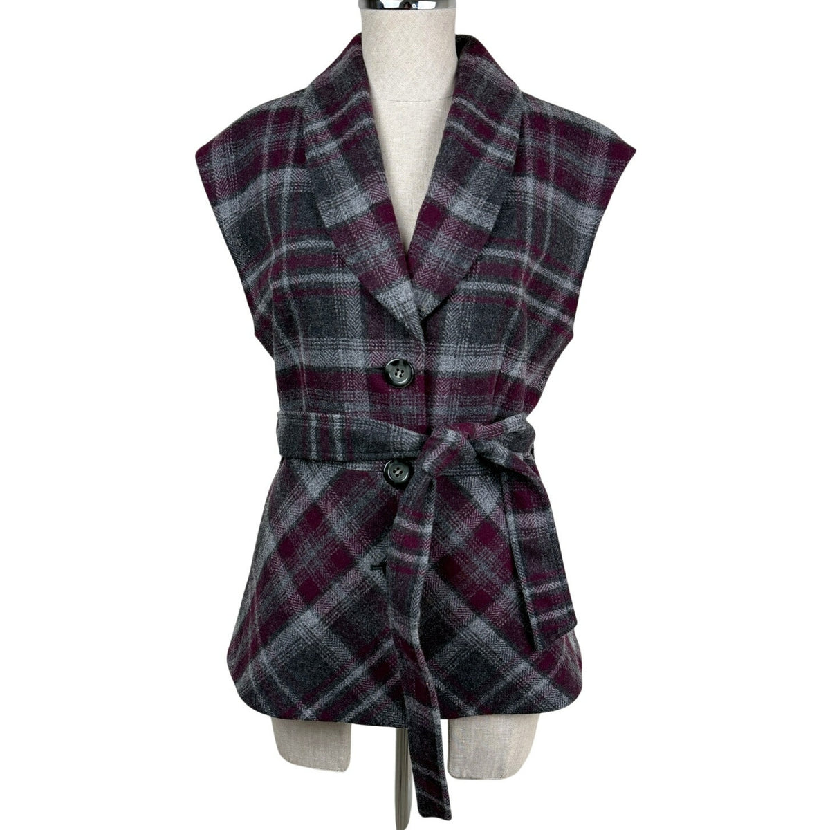 Pendleton Wool Plaid Belted Vest