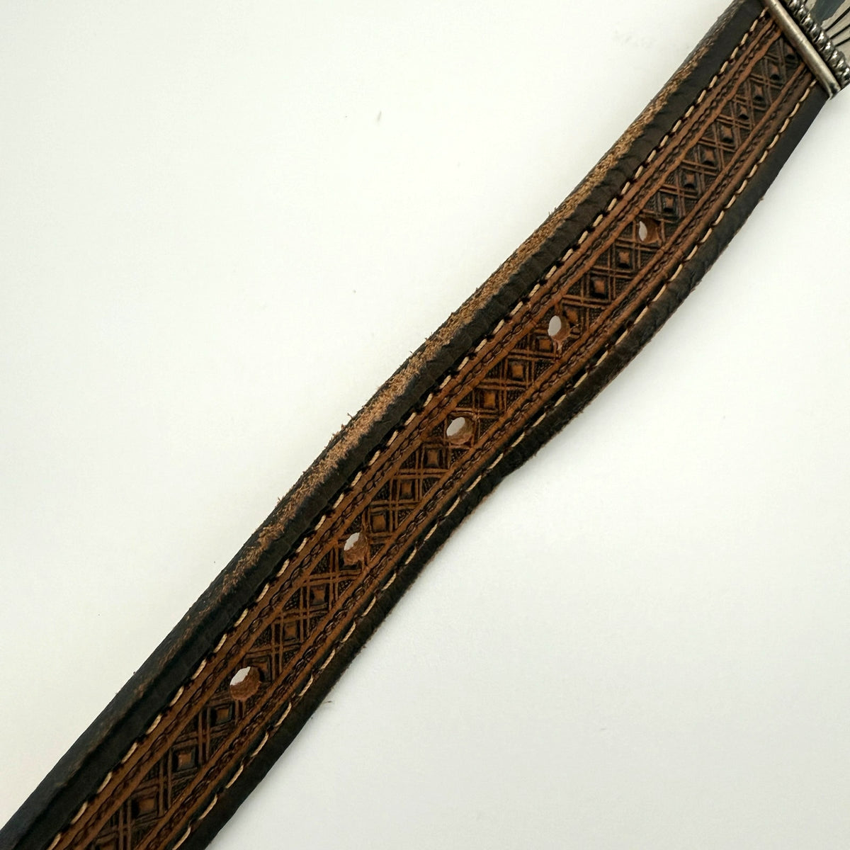 Brushy Creek Full Grain Cowhide Belt Brown Western Tooled Leather USA Made 40
