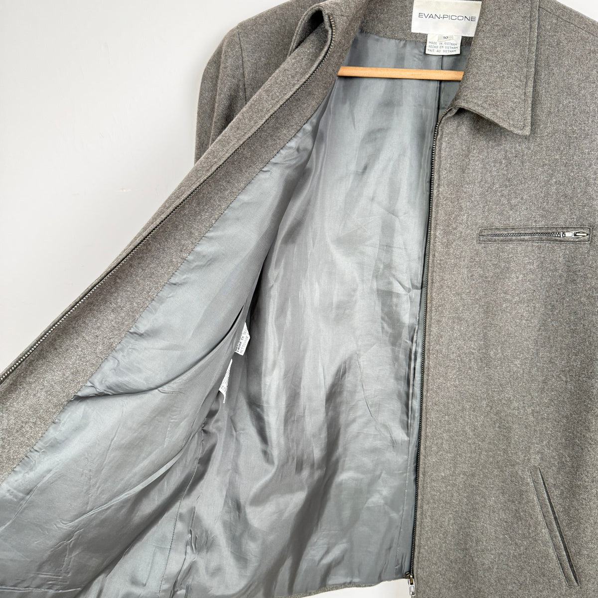 Evan Picone Wool Blend Zip Front Jacket