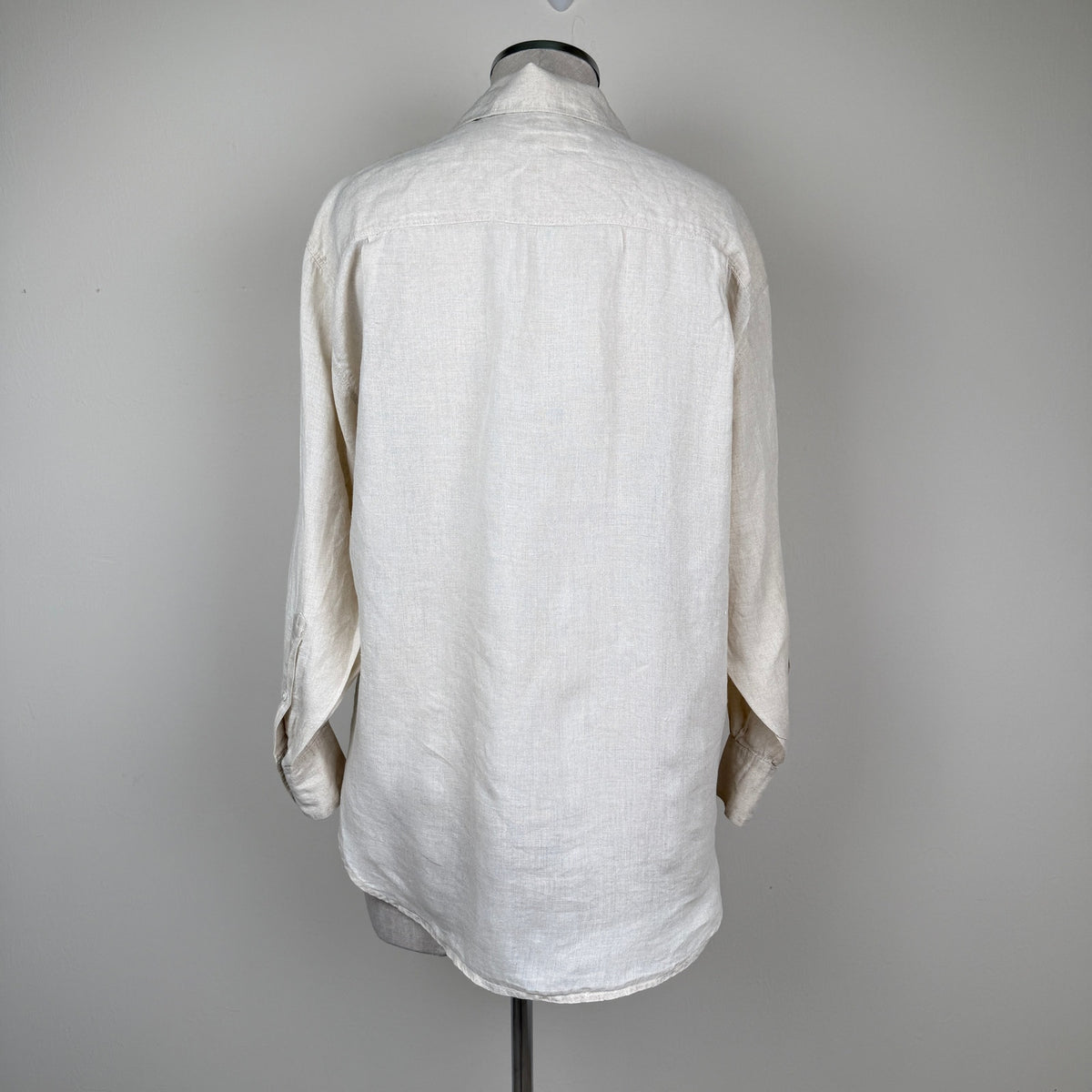 Vintage Banana Republic Irish 100% Linen Button Front Shirt Beige 90s Safari S