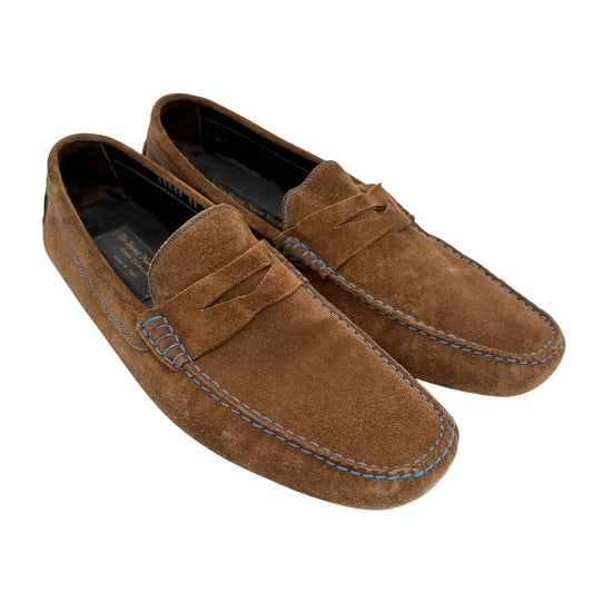 To Boot New York Adam Derrick Suede Penny Driving Loafers Brown 13 Made in Italy