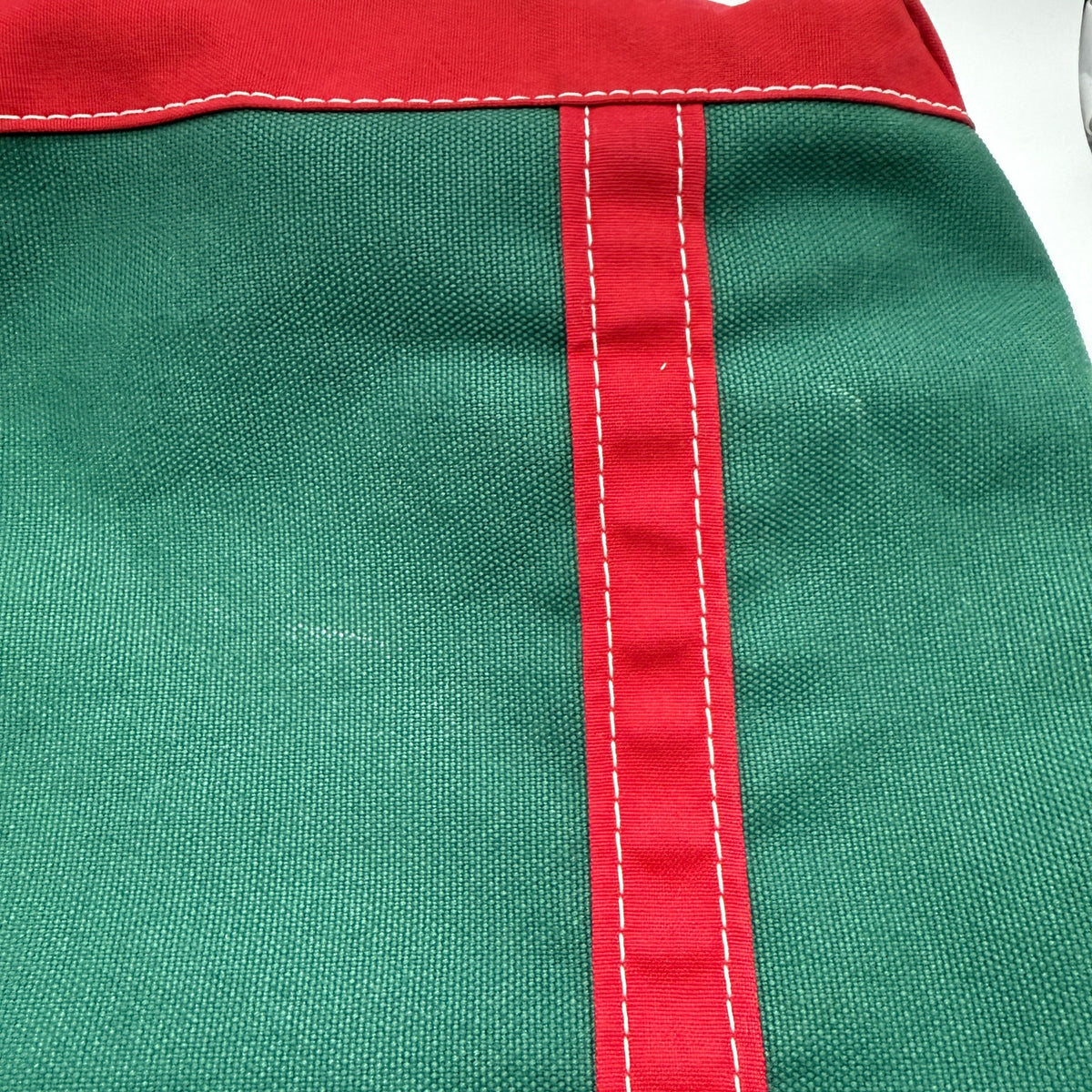 Vintage L.L.Bean Boat and Tote Cotton Canvas Green Red Festive Preppy USA Made