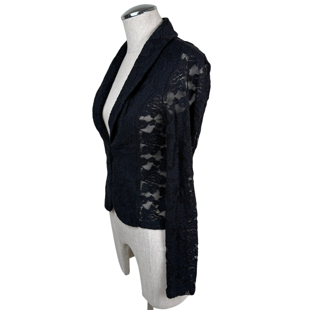 INC International Concepts Black Lace Fitted Blazer