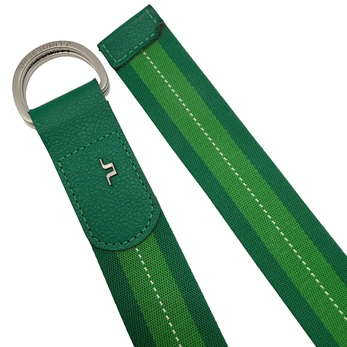 J.Lindeberg Green Striped D-Ring Golf Belt
