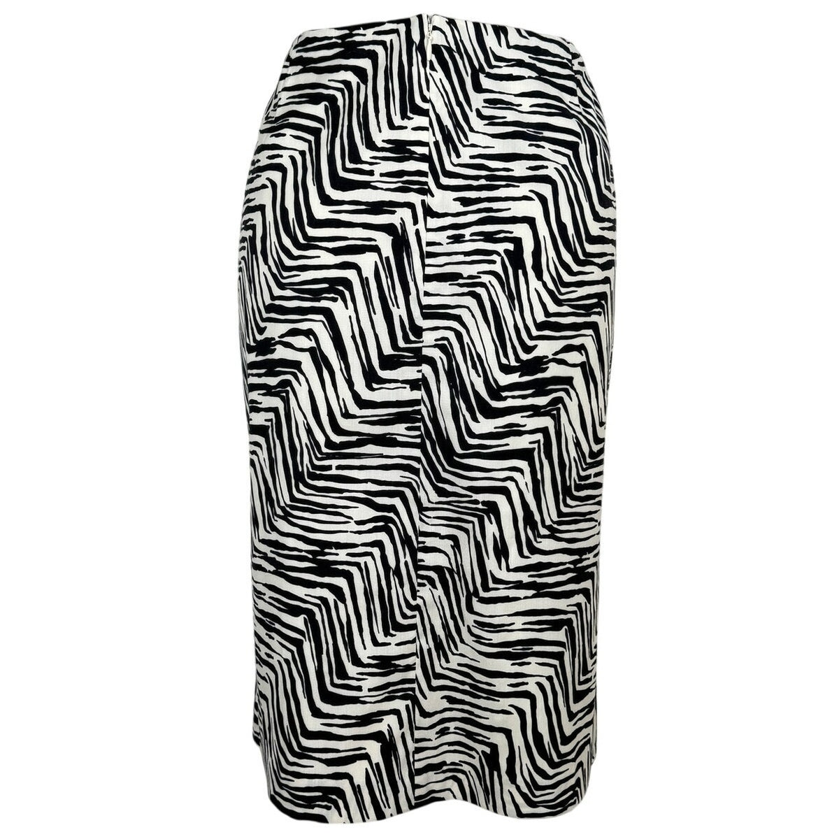 Anne Klein II Wool Blend Zebra Print Pencil Skirt Black White Sz 12 Vintage 90s