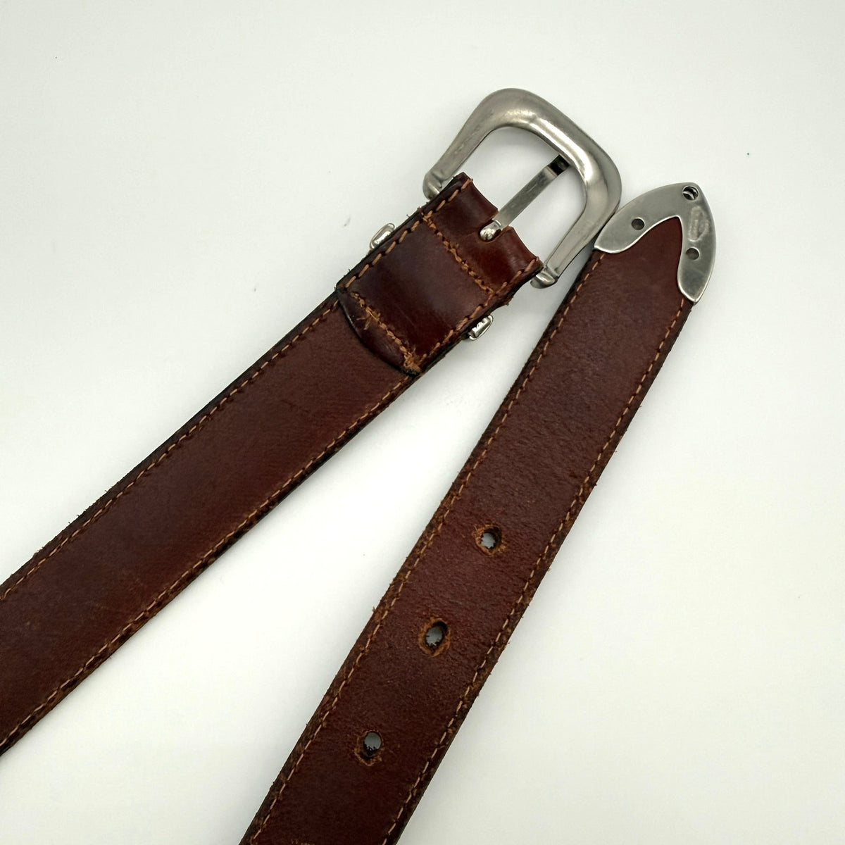 Nautica Leather Belt Brown Size 32 Made in Italy Vintage 90s Y2K Preppy Coastal