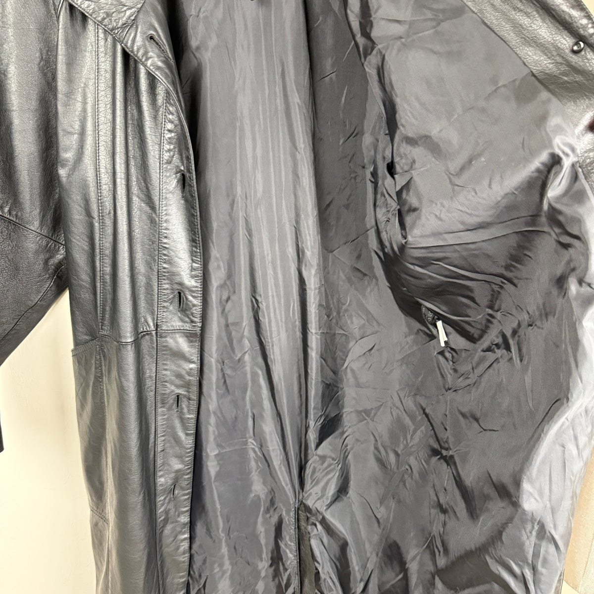 Vintage Pelle Black Genuine Leather Long Coat