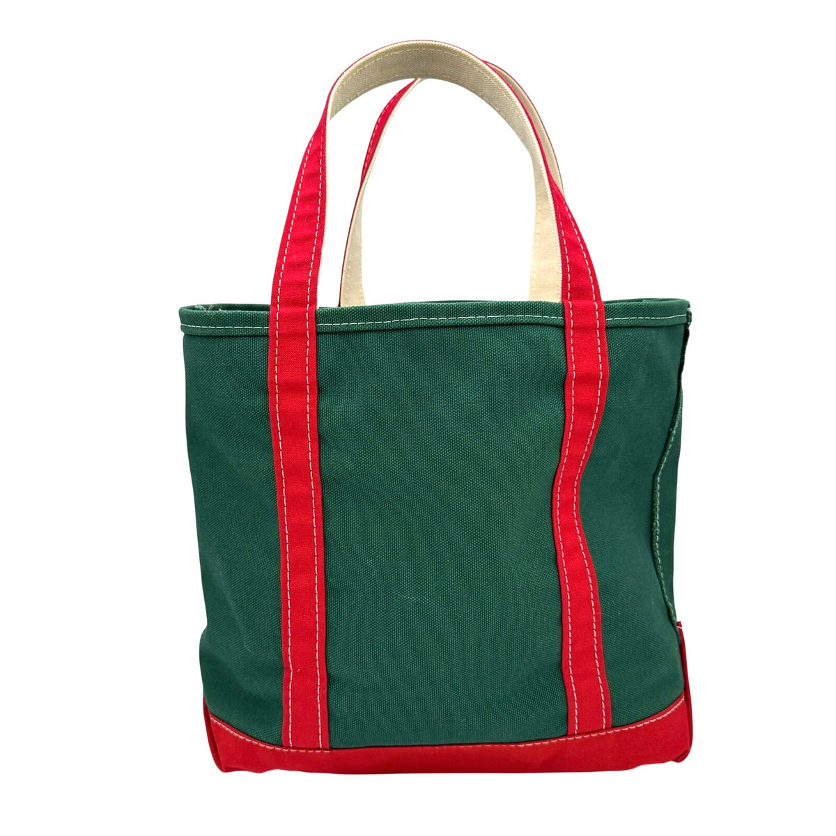 Vintage L.L.Bean Boat and Tote Cotton Canvas Green Red Festive Preppy USA Made
