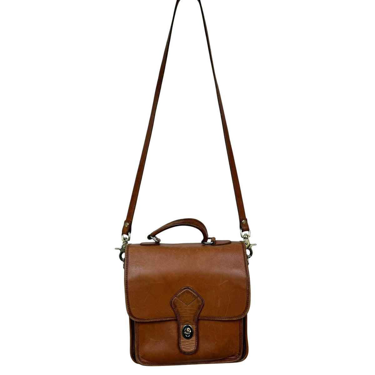 Vintage Georgetown Leather Design Crossbody Bag Tan Brown Leather Satchel 90s