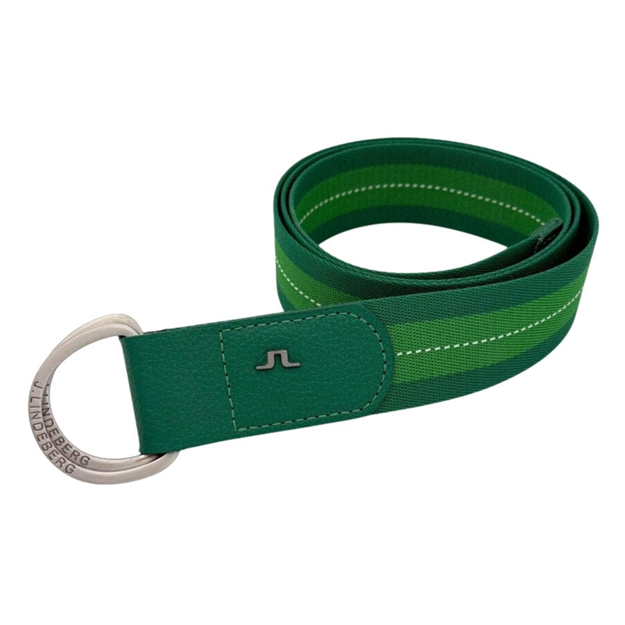 J.Lindeberg Green Striped D-Ring Golf Belt