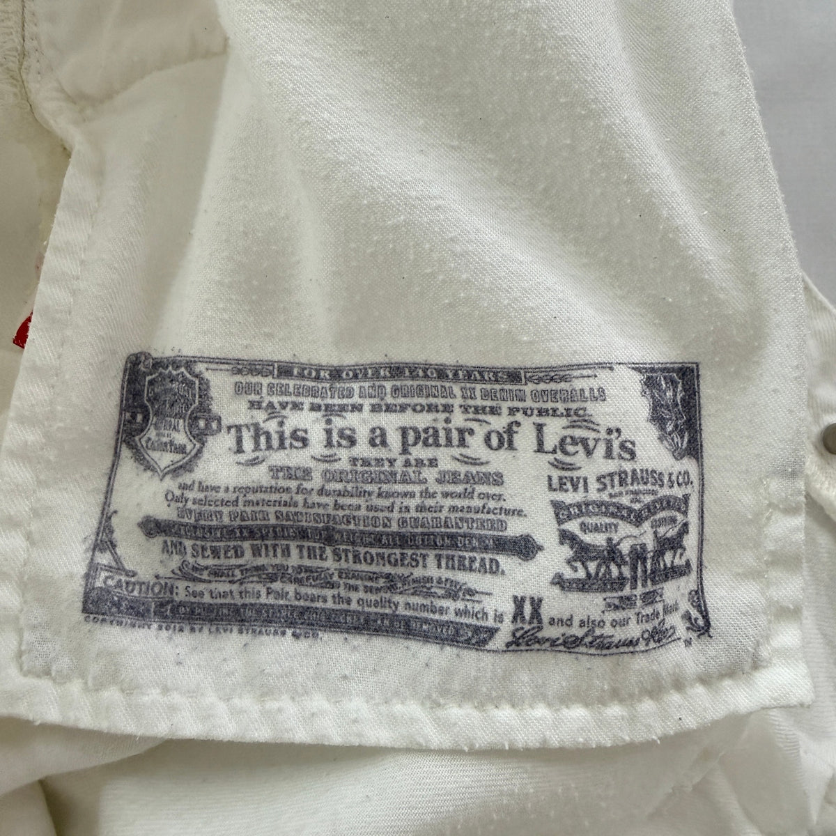 Levi's 501 Original Jeans White Cotton Straight Leg Button Fly 31x30