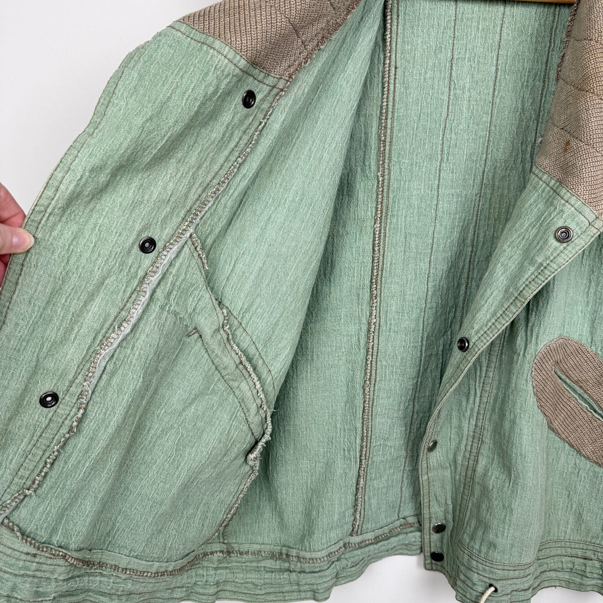 Vintage 80s Contempo Casuals Cotton Utility Vest Green Avant Garde Utility S