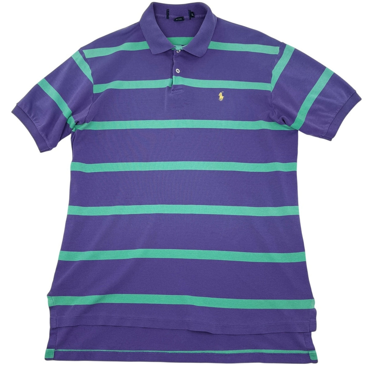 Vintage Polo Ralph Lauren Stripe Polo Shirt Purple Green Made in USA L