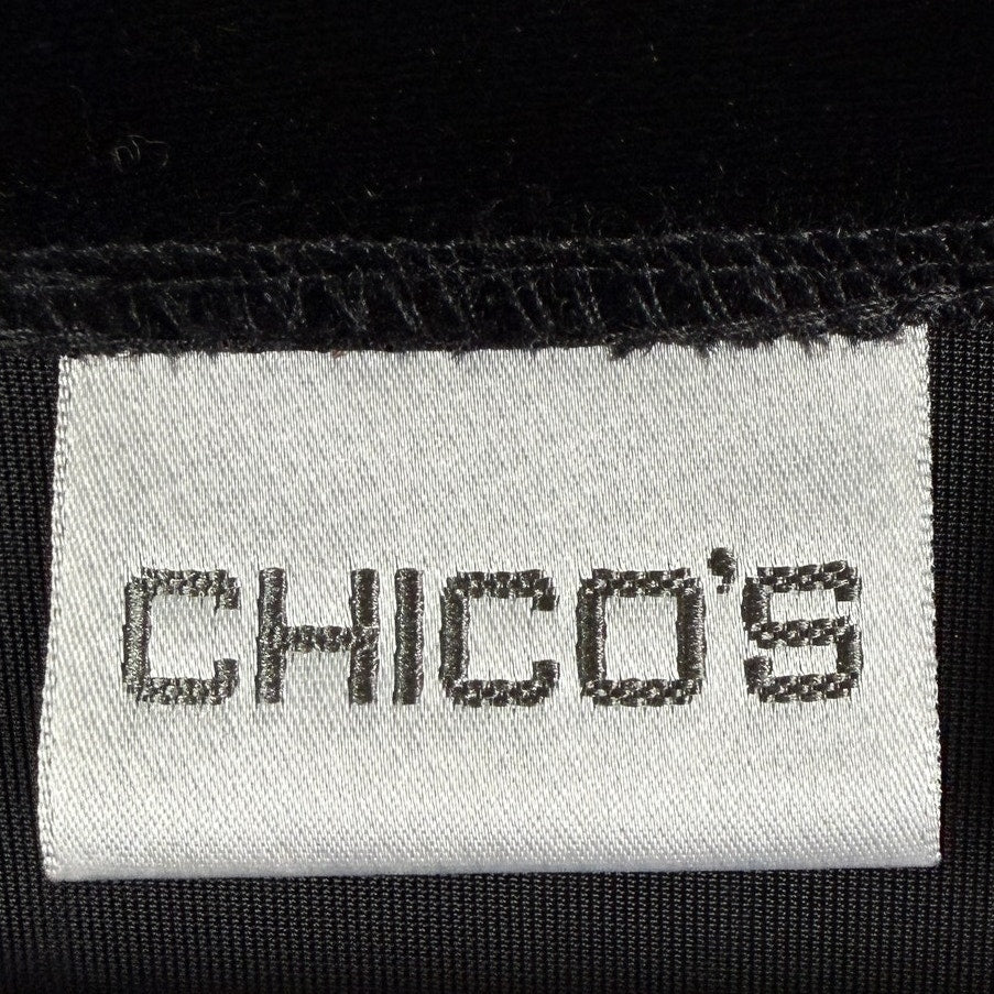 Vintage Chicos Black Velvet Cardigan Top Tie Front Long Sleeve Sz S/4 Goth 90s
