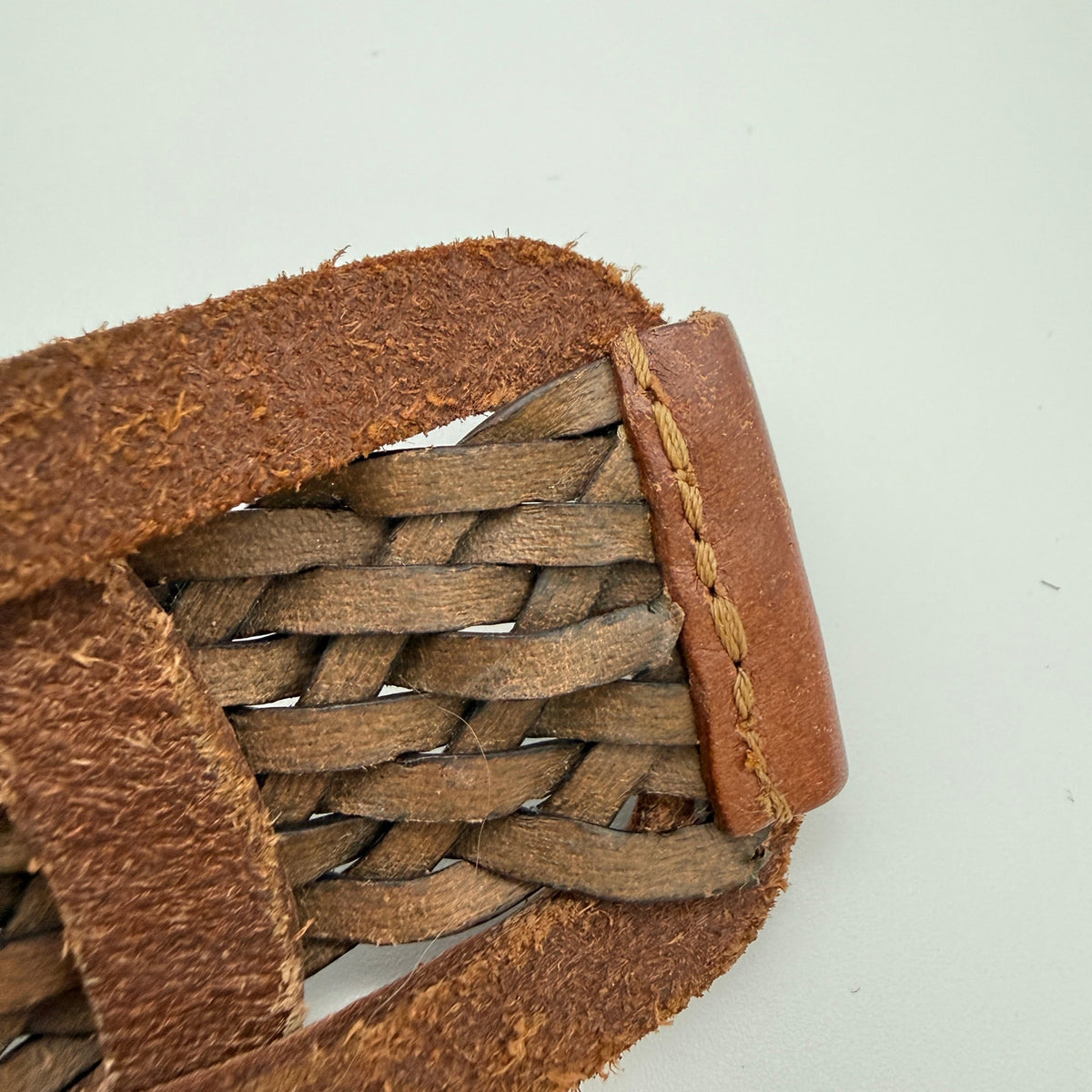 Vintage Y2K Levi's Genuine Leather Braided Belt Brown Woven Western Boho Size M