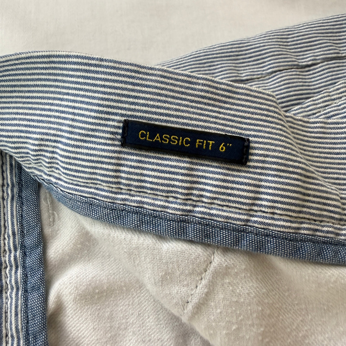Polo Ralph Lauren Shorts 100% Cotton Classic Fit Blue Seersucker Stripe Preppy