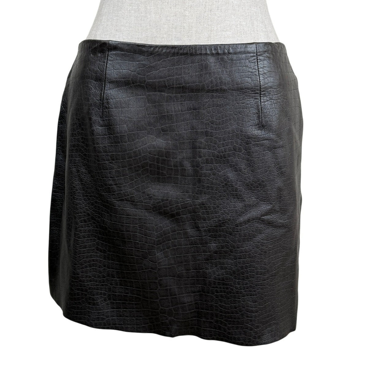 Express Croc Embossed Leather Mini Skirt