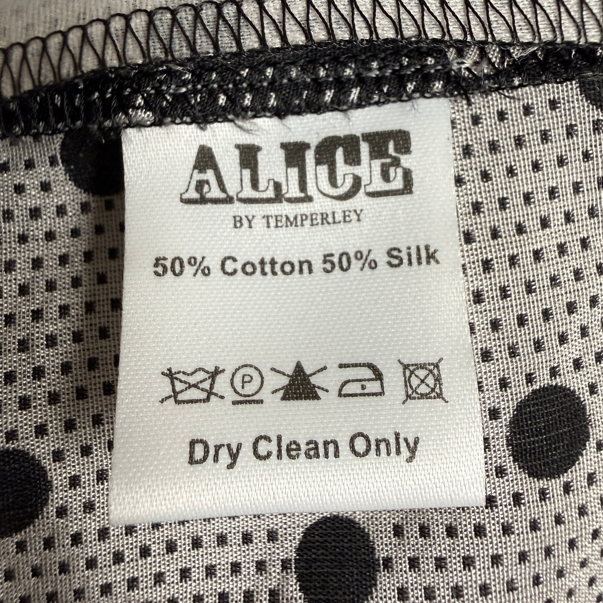 Alice by Temperley Silk Cotton Polka Dot Geo Mini Dress Black White Size 8 NWT