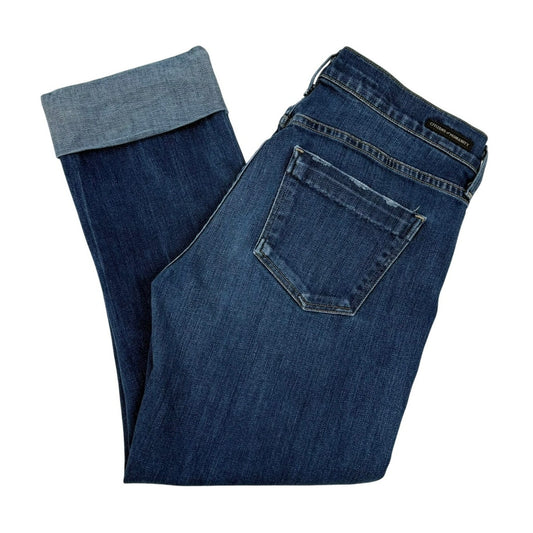 Citizens of Humanity Dani Cropped Straight Leg Jeans Cuffed Blue Denim Womens 29