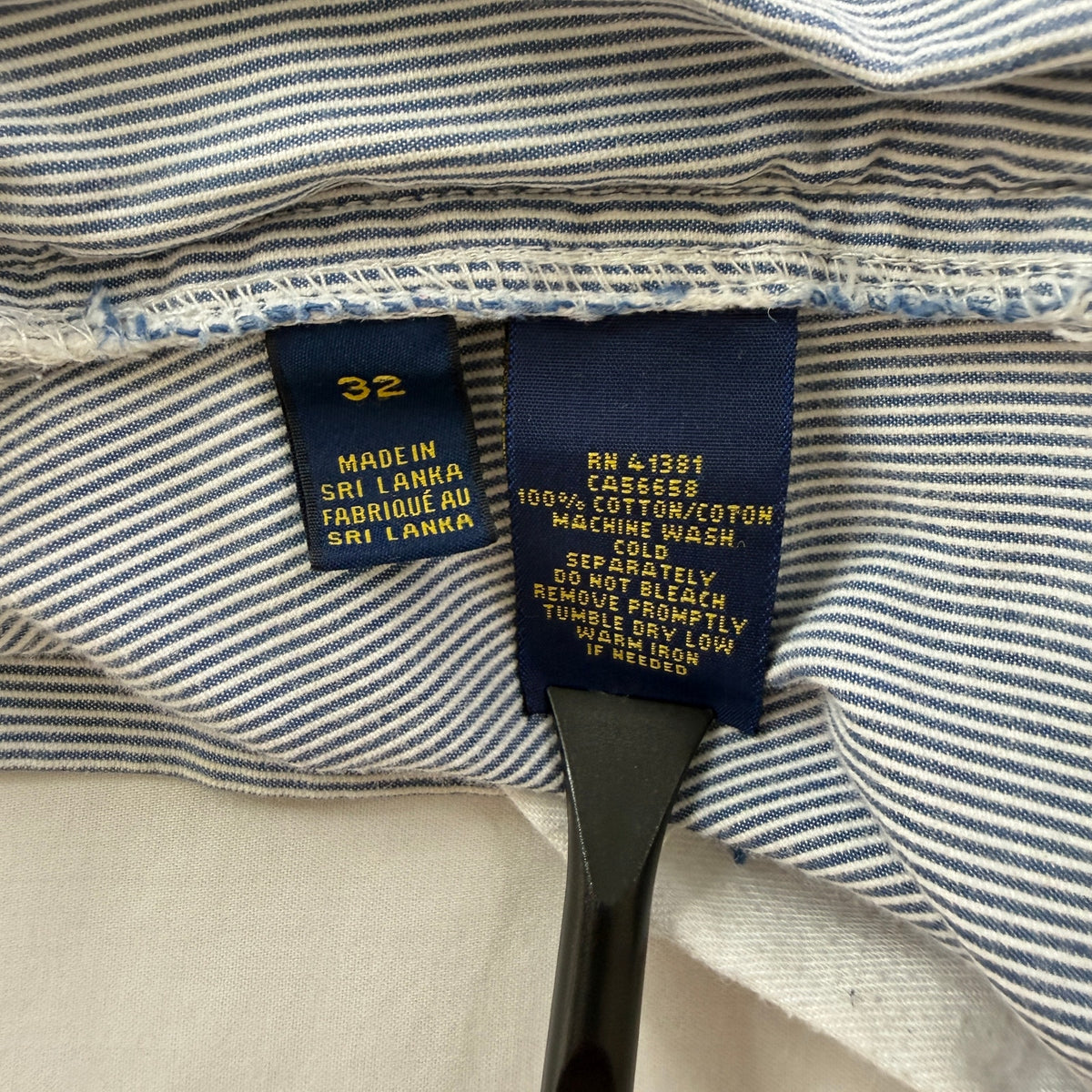 Polo Ralph Lauren Shorts 100% Cotton Classic Fit Blue Seersucker Stripe Preppy