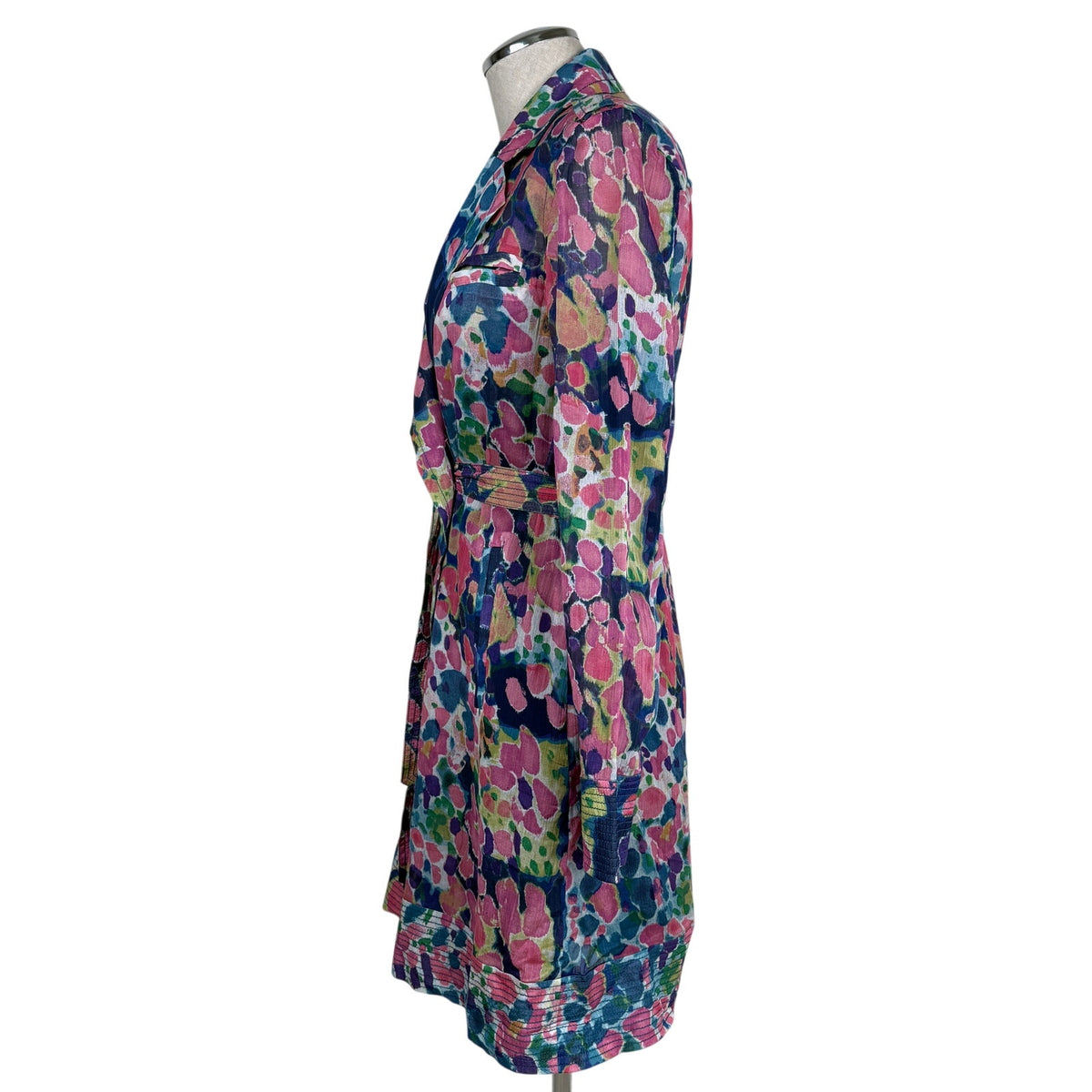 RACHEL Rachel Roy Cotton Silk Floral Belted Shirt Dress