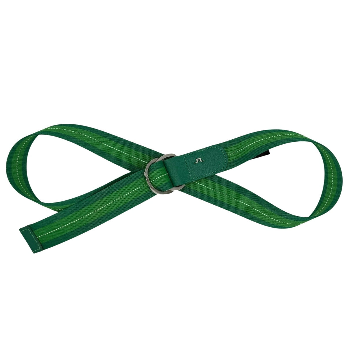 J.Lindeberg Green Striped D-Ring Golf Belt