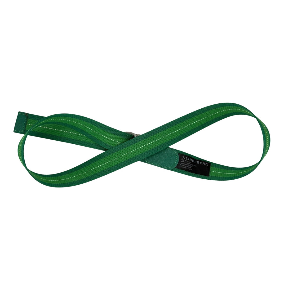 J.Lindeberg Green Striped D-Ring Golf Belt