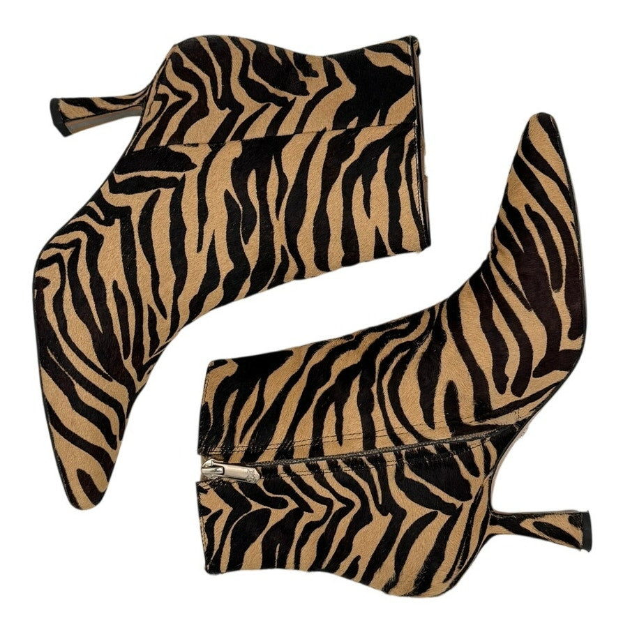 Sam Edelman Calf Hair Animal Print Ankle Boots Size 7M Tiger Zebra Print 3" Heel
