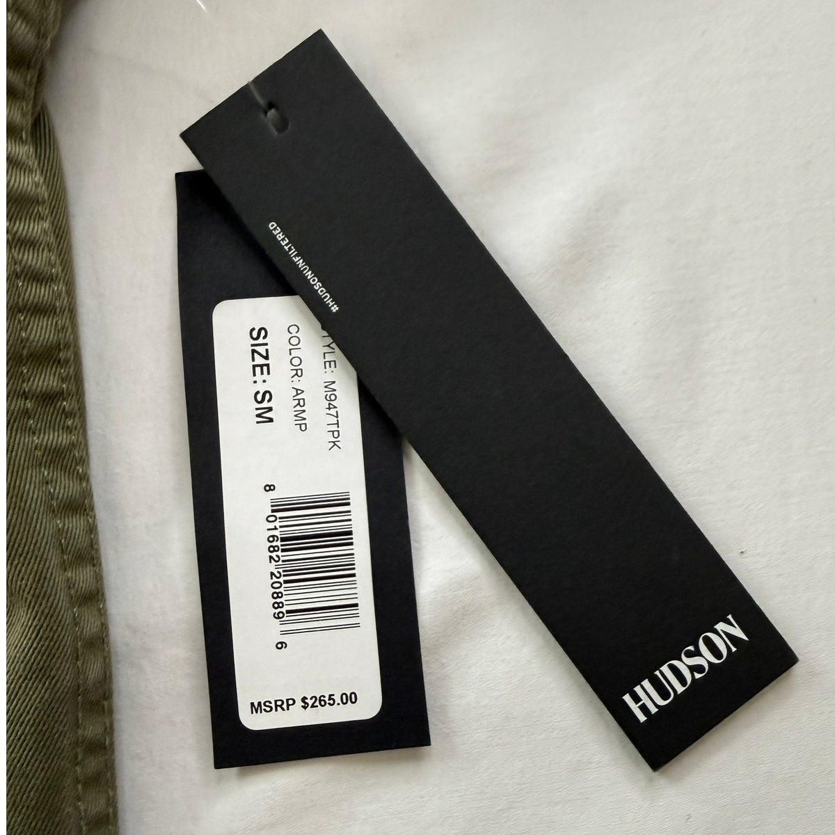 Hudson Military Jacket Distressed Paint Army Olive Workwear Regular Fit SM