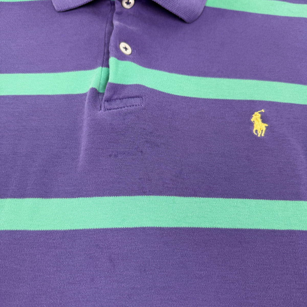 Vintage Polo Ralph Lauren Stripe Polo Shirt Purple Green Made in USA L