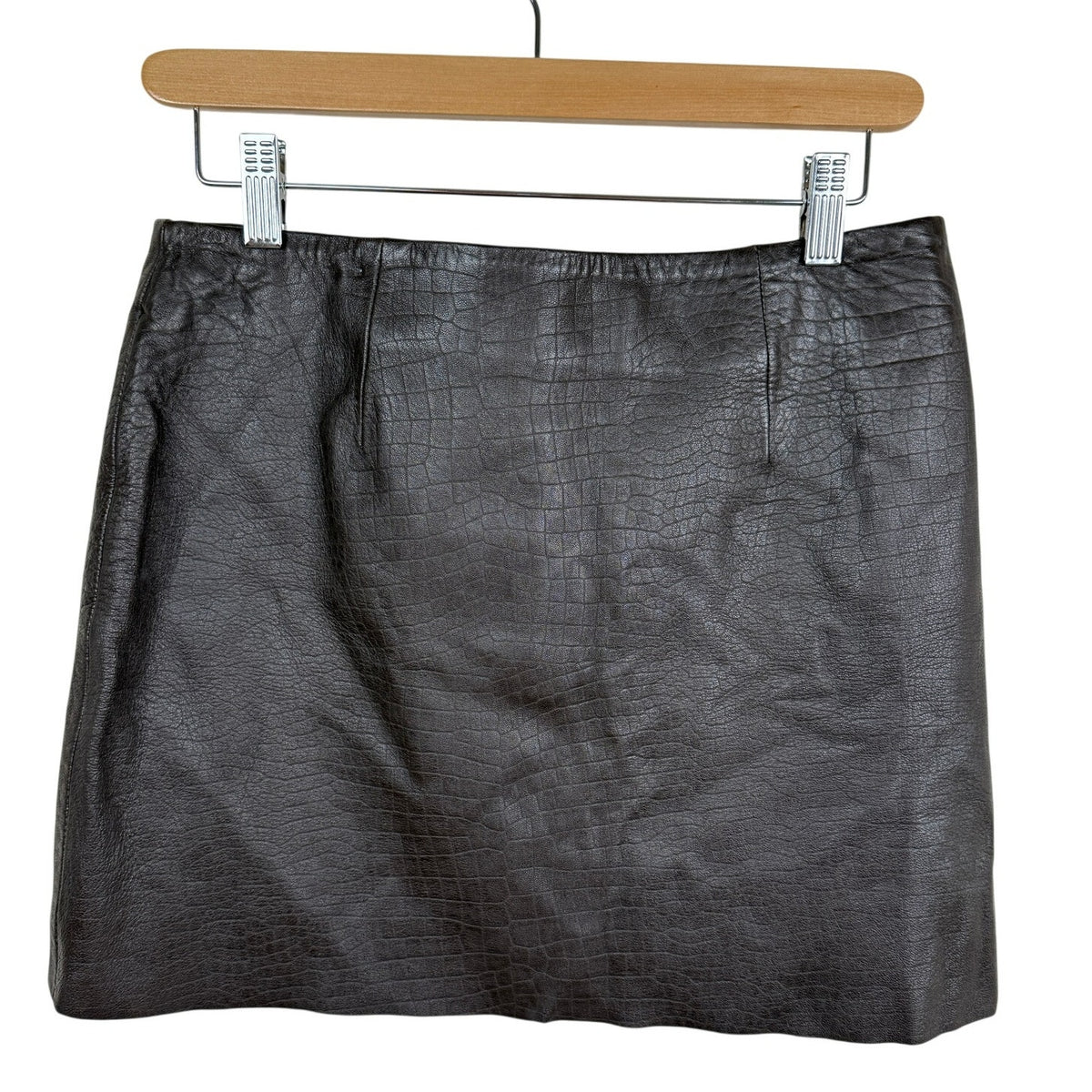Express Croc Embossed Leather Mini Skirt