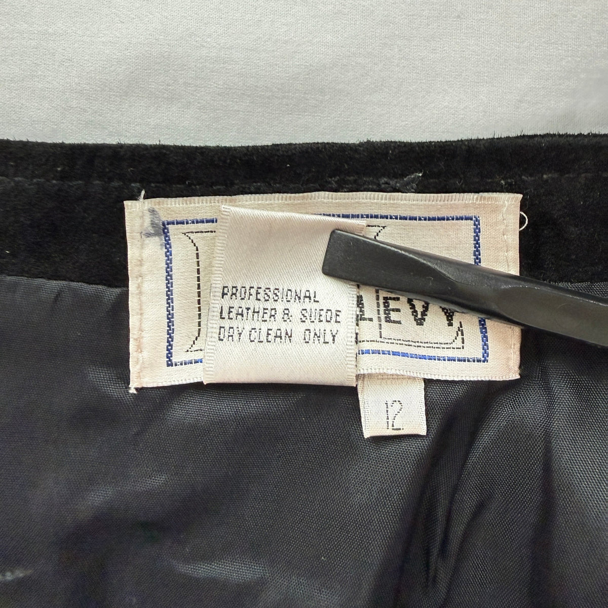 Vintage 90s Black Suede Leather Wrap Mini Skirt Gold Hardware Erez Levy