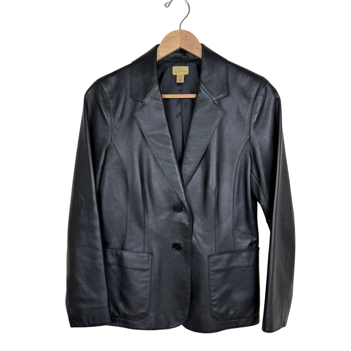 Caslon Black Lambskin Leather Blazer