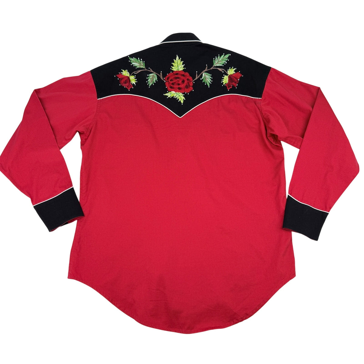 Rockmount Ranch Wear Nashville Rose Western Shirt Embroidered Red Black Size L