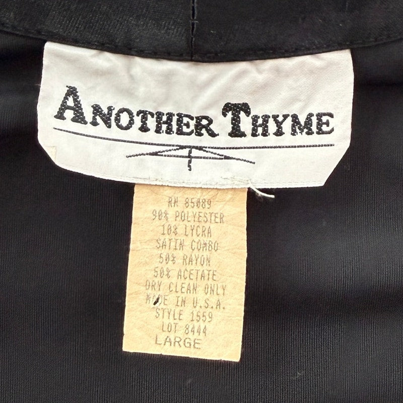 Vintage Tuxedo Blazer Black Blouse Sheer Sleeves Size L Made USA Another Thyme