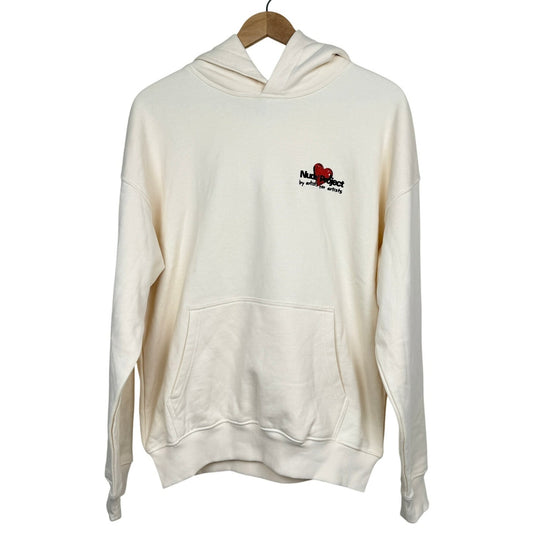Nude Project Juicy Heart Cherry Hoodie Ivory Cozy Oversized Size M Streetwear