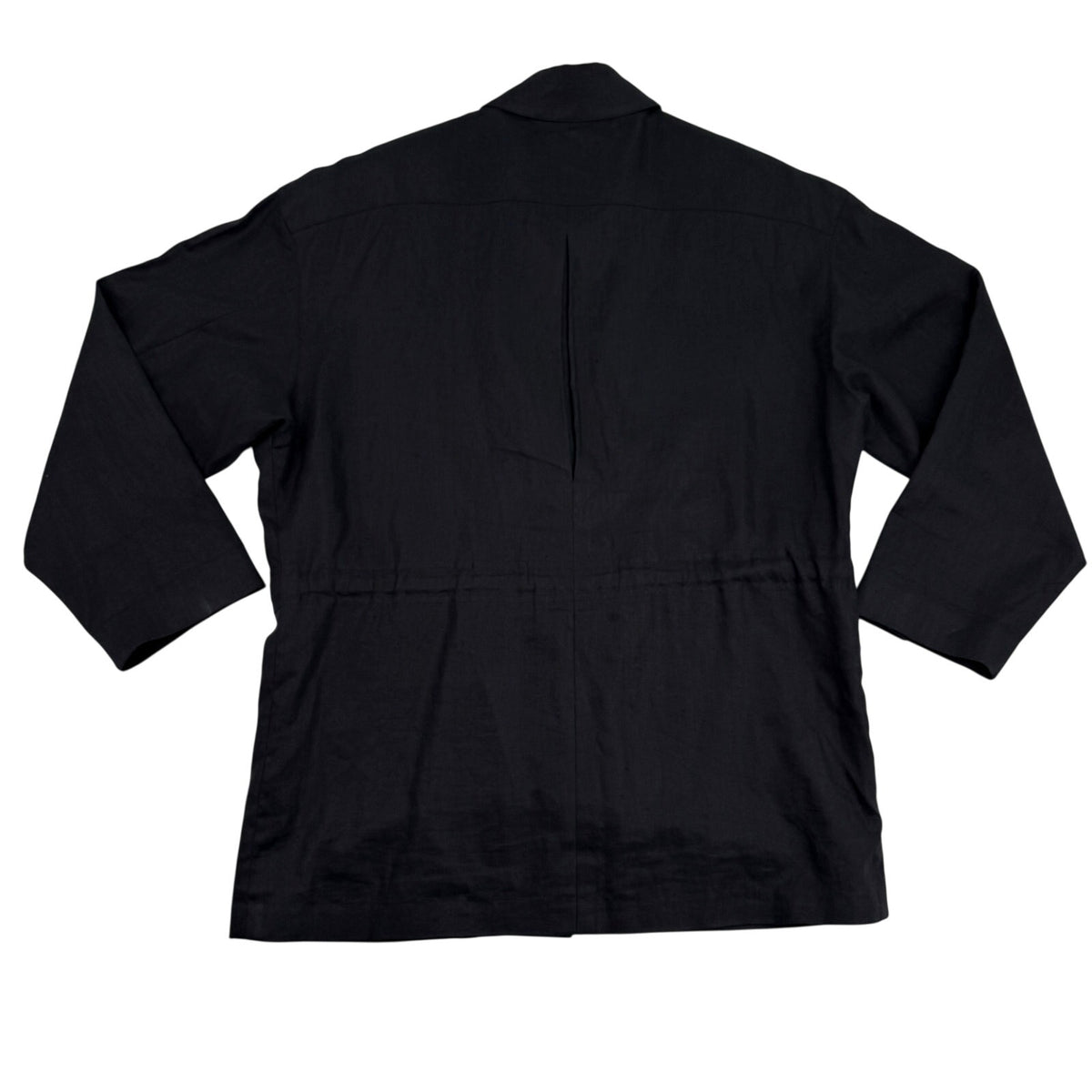 Pure 100% Linen Safari Utility Black Jacket Vintage 90s Valerie Stevens Petites