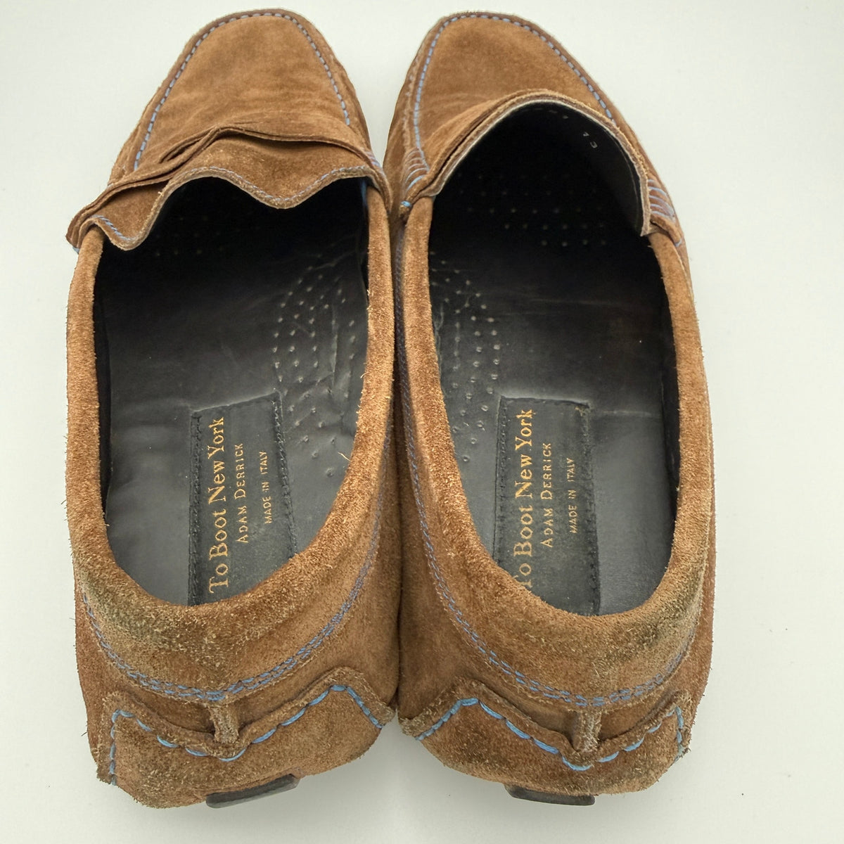 To Boot New York Adam Derrick Suede Penny Driving Loafers Brown 13 Made in Italy