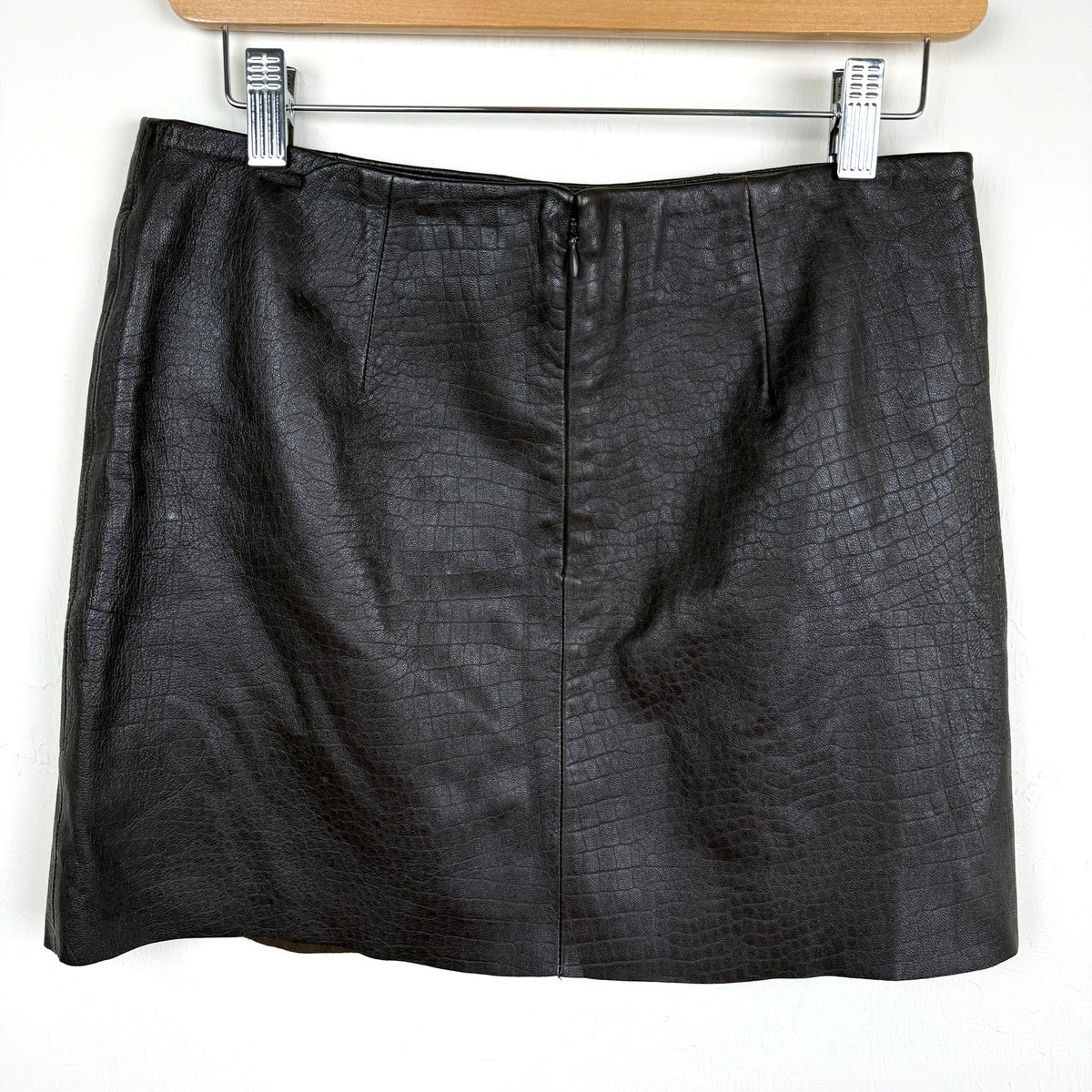 Express Croc Embossed Leather Mini Skirt