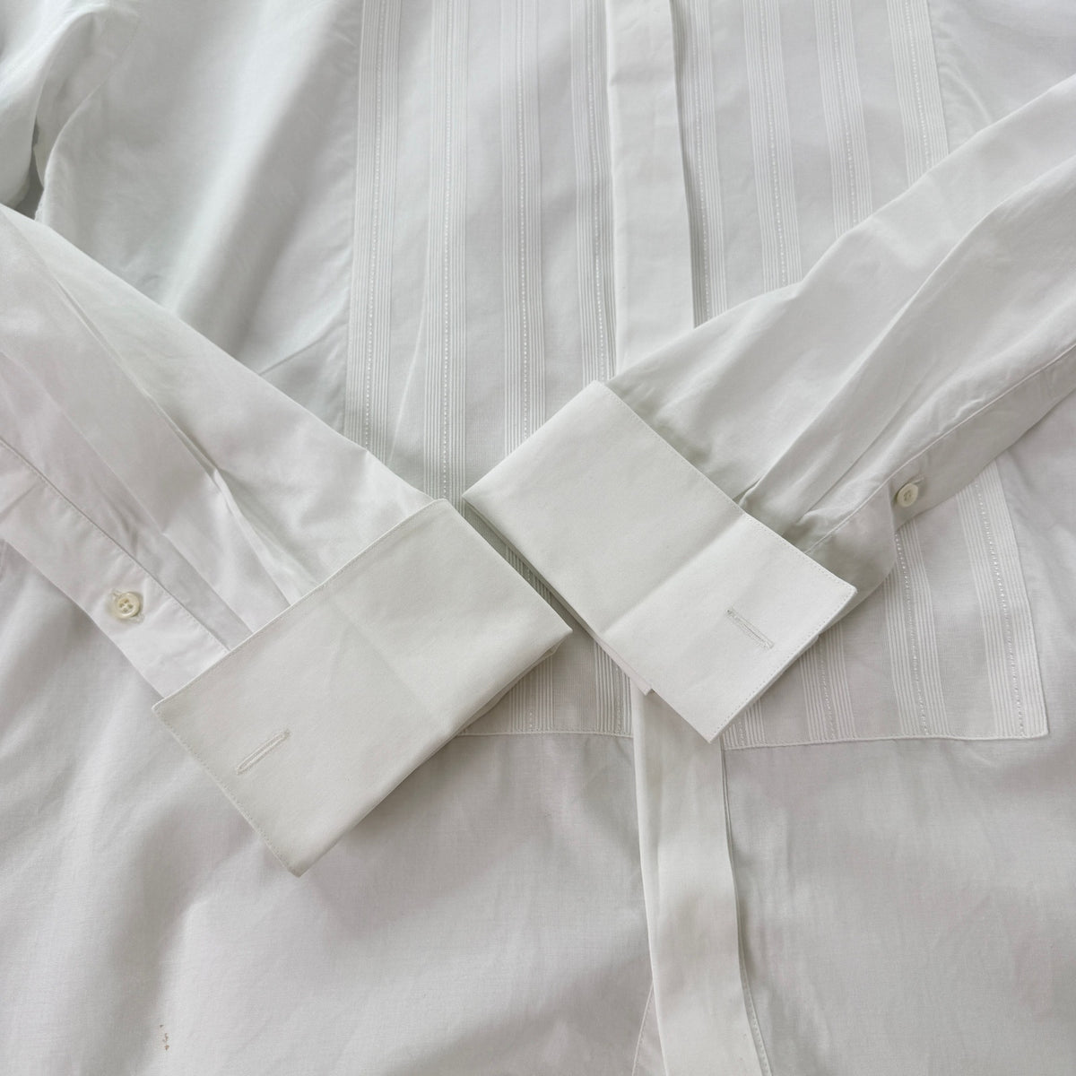 Canali Tuxedo Shirt White Pleated Bib French Cuff 15/38 Made in Italy