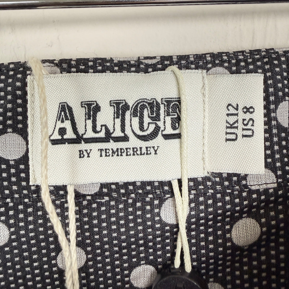 Alice by Temperley Silk Cotton Polka Dot Geo Mini Dress Black White Size 8 NWT