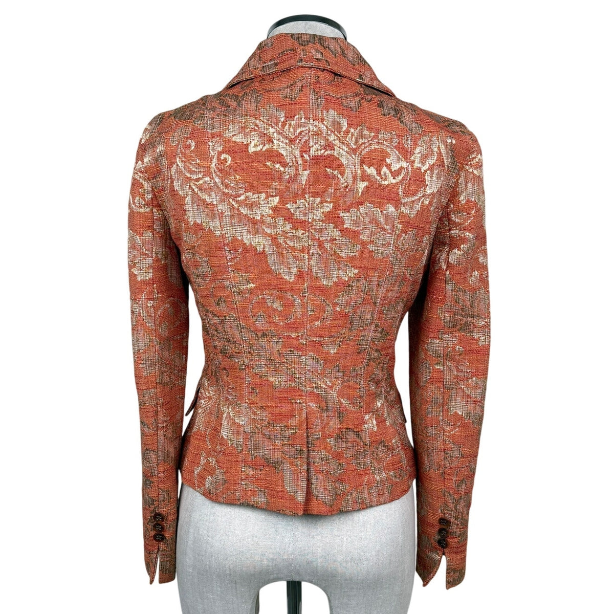 Bebe Tapestry Floral Brocade Blazer Jacket Cotton Blend Vtg Y2K Made in USA Sz 2