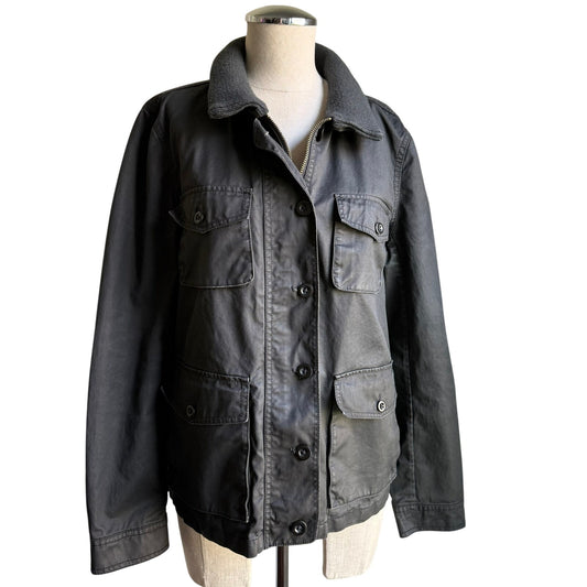 J.Crew Washed & Aged Utility Jacket Black Cotton Women's Large