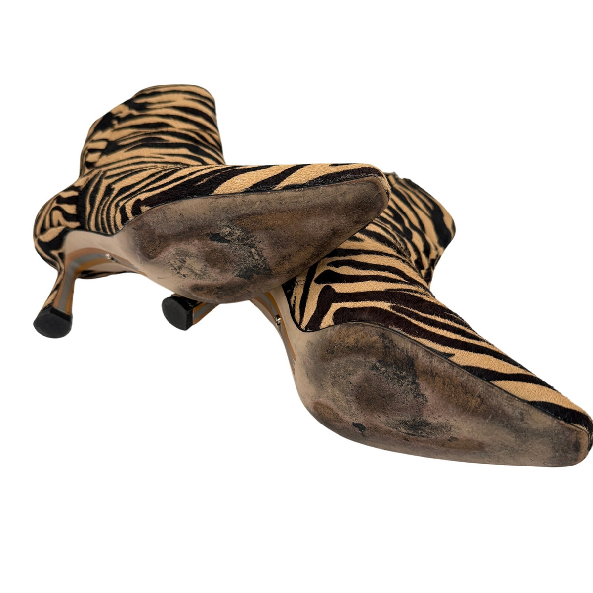 Sam Edelman Calf Hair Animal Print Ankle Boots Size 7M Tiger Zebra Print 3" Heel