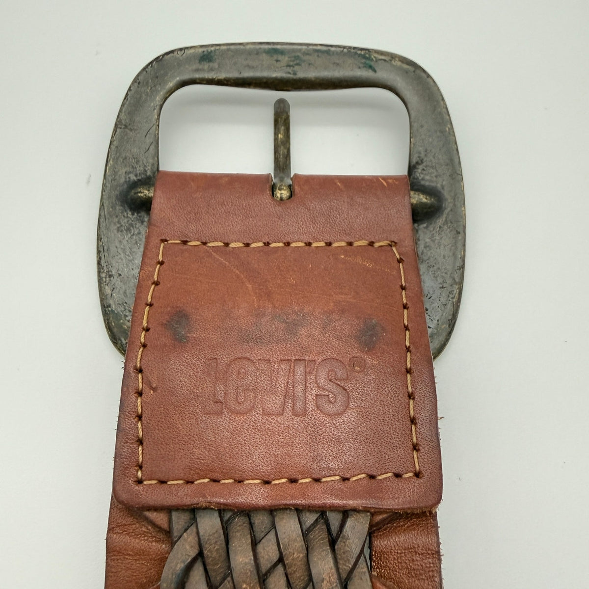 Vintage Y2K Levi's Genuine Leather Braided Belt Brown Woven Western Boho Size M