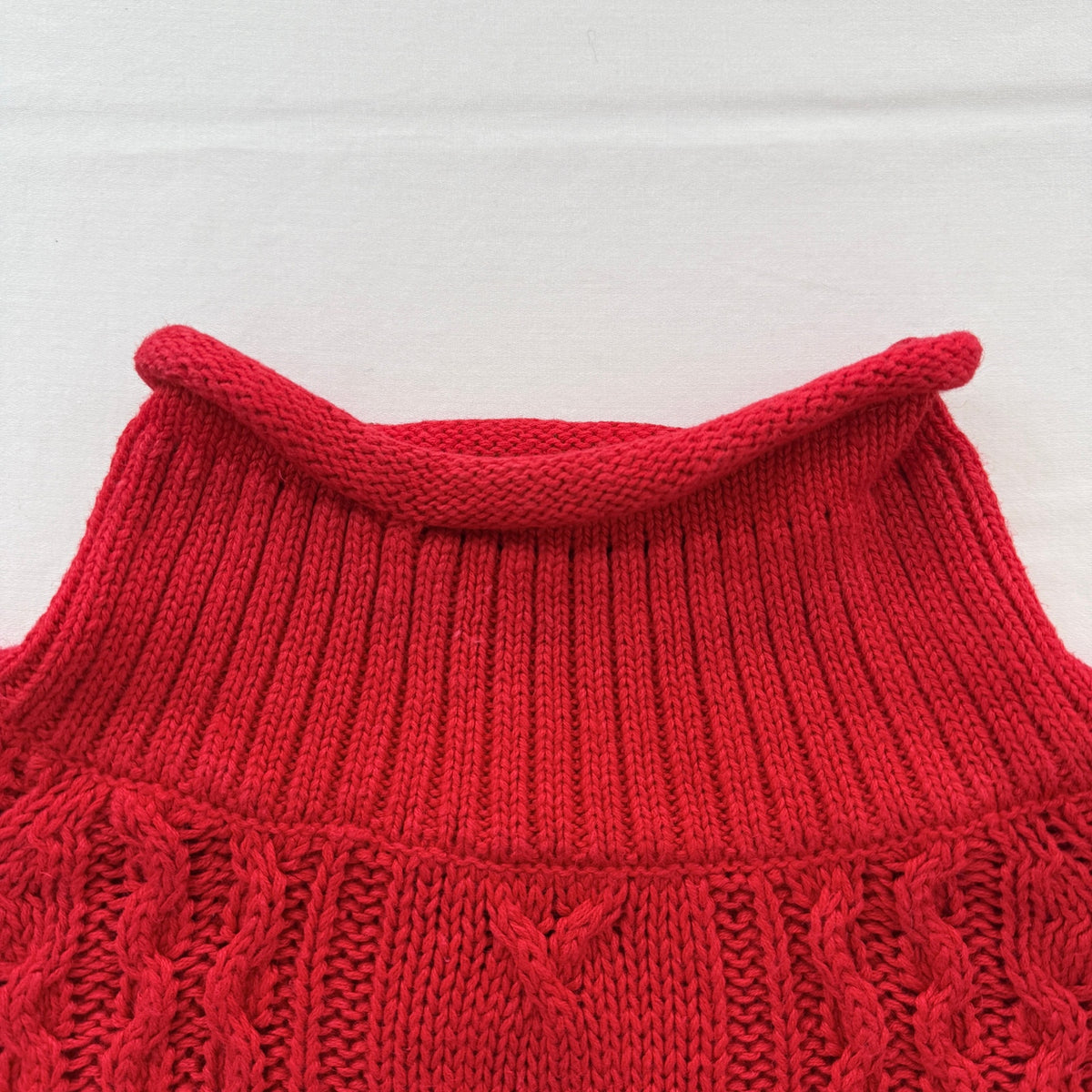 Vintage Hunters Run Turtleneck Sweater Ramie Cotton Fisherman Cable Knit Red L