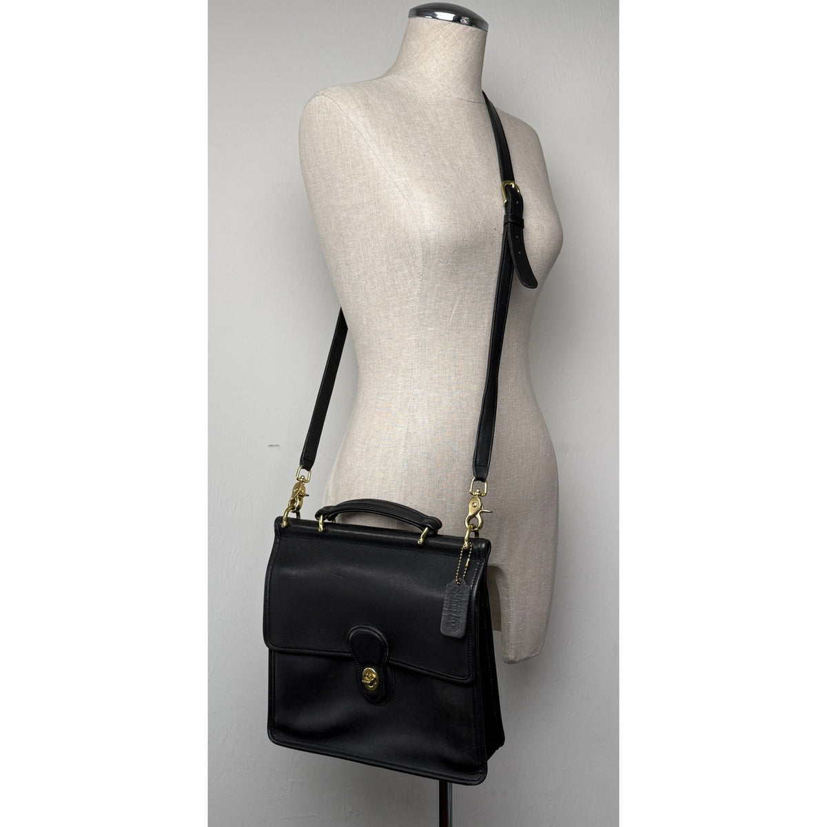 Vtg Coach Willis Satchel  Bag 9927 Black Leather Crossbody 90s Preppy Minimal