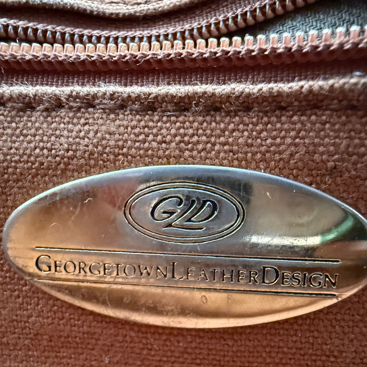Vintage Georgetown Leather Design Crossbody Bag Tan Brown Leather Satchel 90s