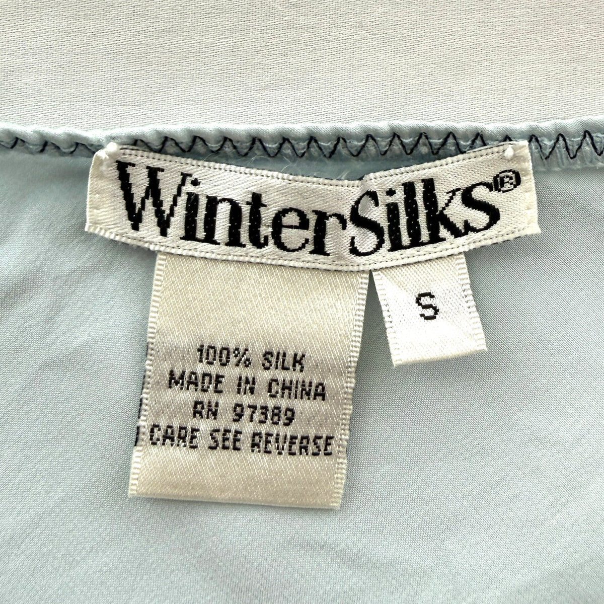 WinterSilks Vintage 90s Silk Chemise Slip Dress Mini Light Blue Romantic Size S