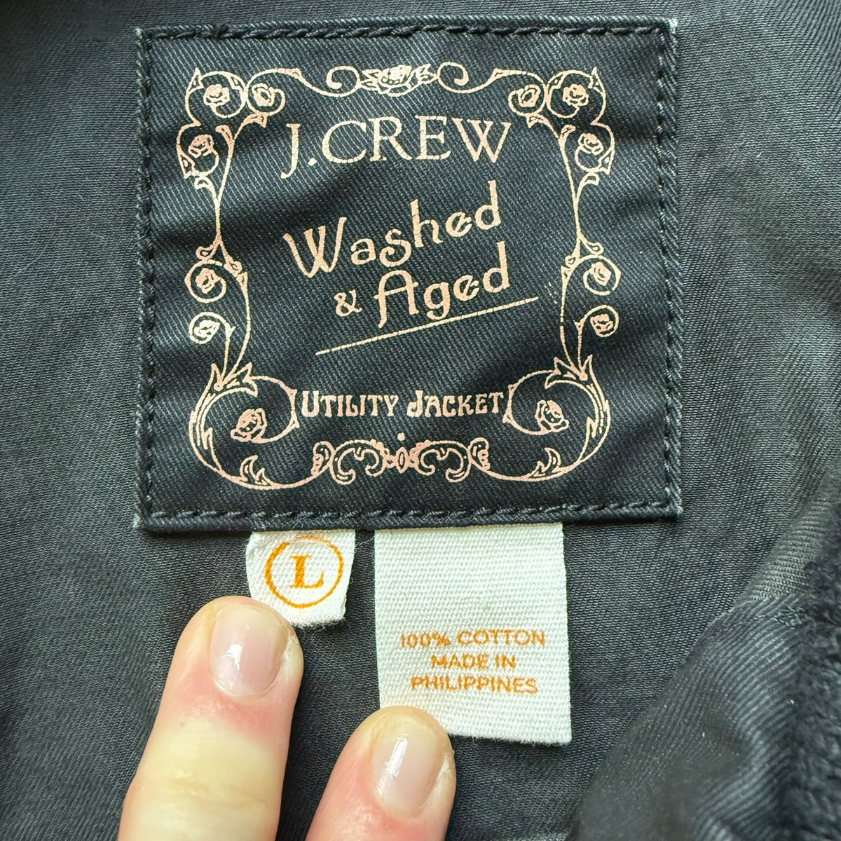 J.Crew Washed & Aged Utility Jacket Black Cotton Women's Large